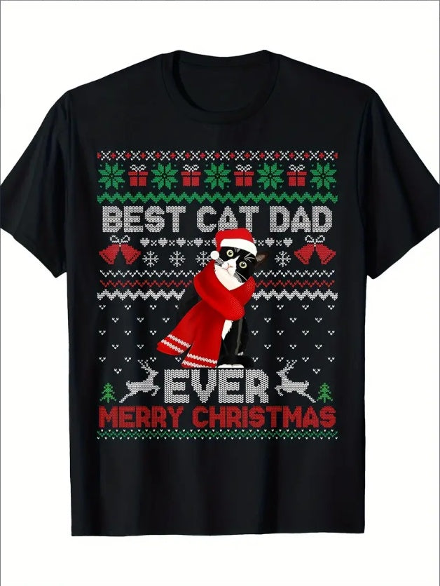 Best Cat Dad, Ugly Christmas Sweater T-shirt