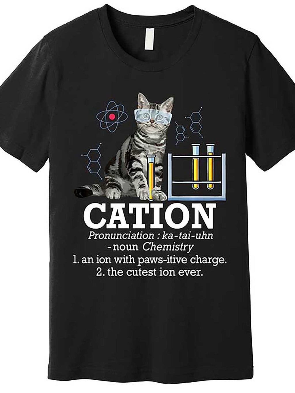 Cationic Science Teacher Cat Pun T-shirt