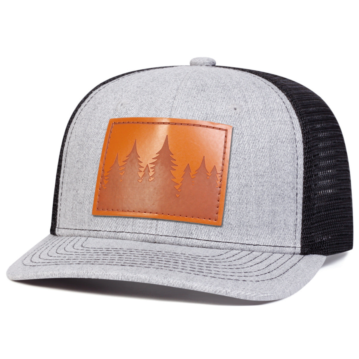 Men's Leather Baseball Cap With Slight Bending