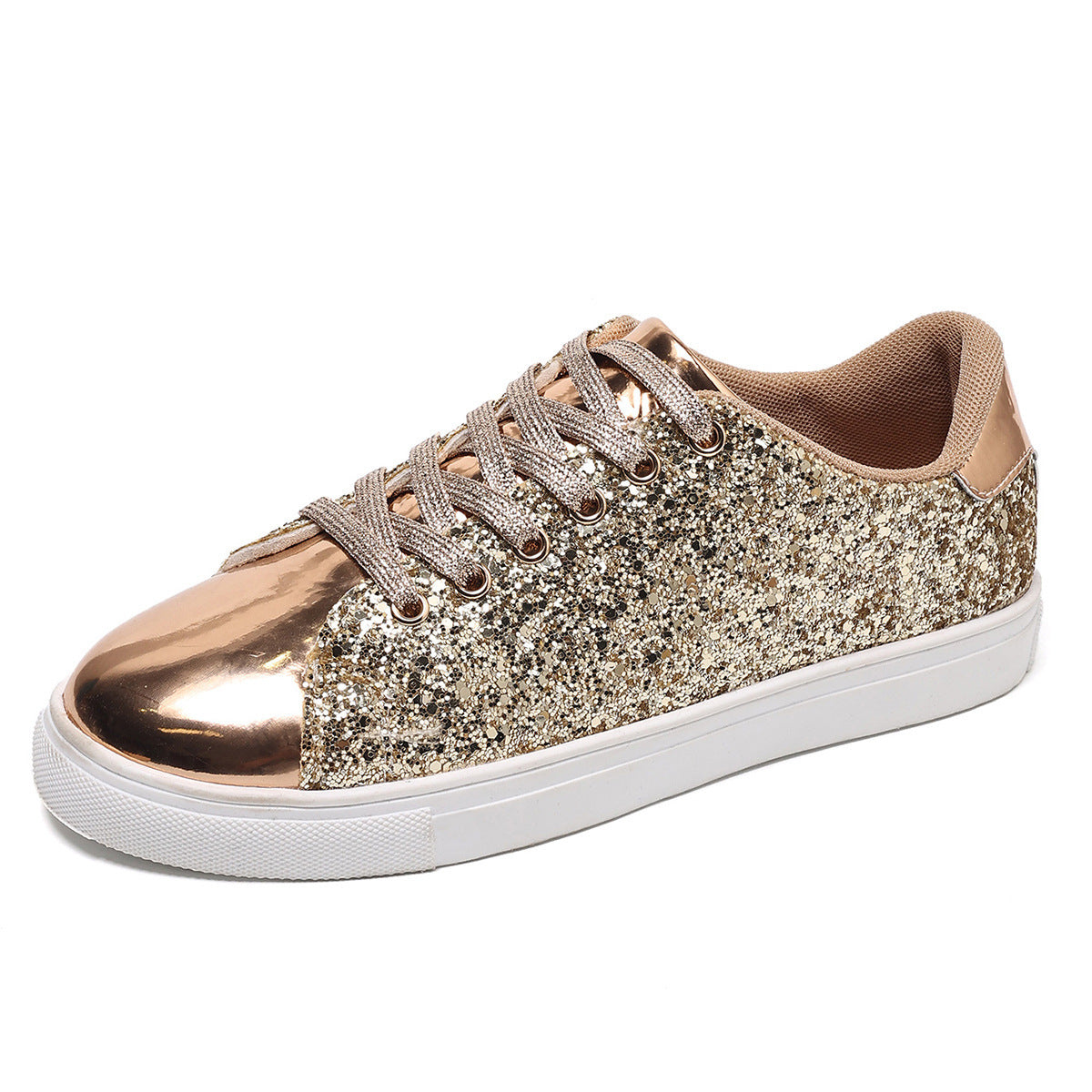 Sequined Front Lace-up Shoes