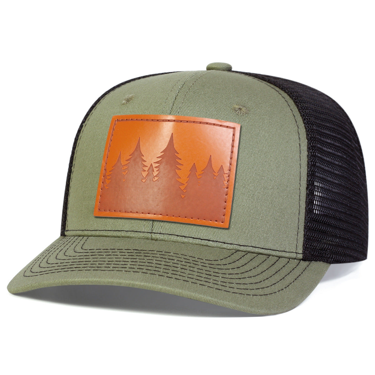 Men's Leather Baseball Cap With Slight Bending